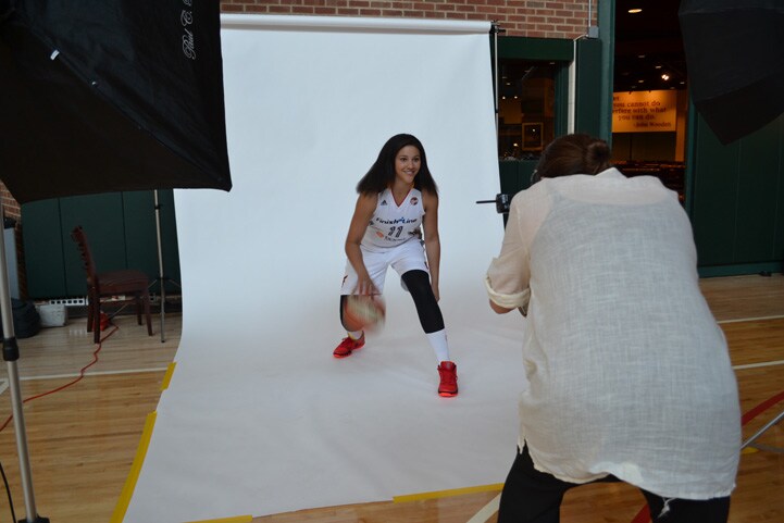Natalie Achonwa poses for a photo during Indiana Fever Media Day.