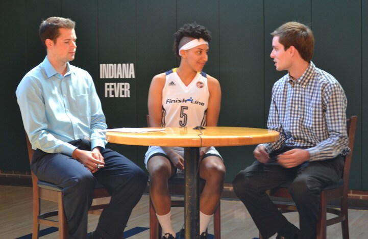 Layshia Clarendon talks with feverbasketball.com during Indiana Fever Media Day.