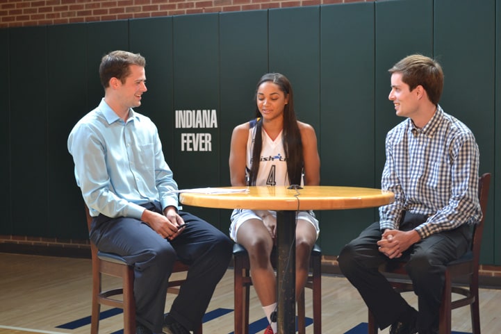 Sydney Carter talks with feverbasketball.com during Indiana Fever Media Day.