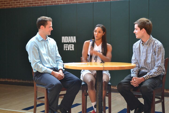 Sydney Carter talks with feverbasketball.com during Indiana Fever Media Day.
