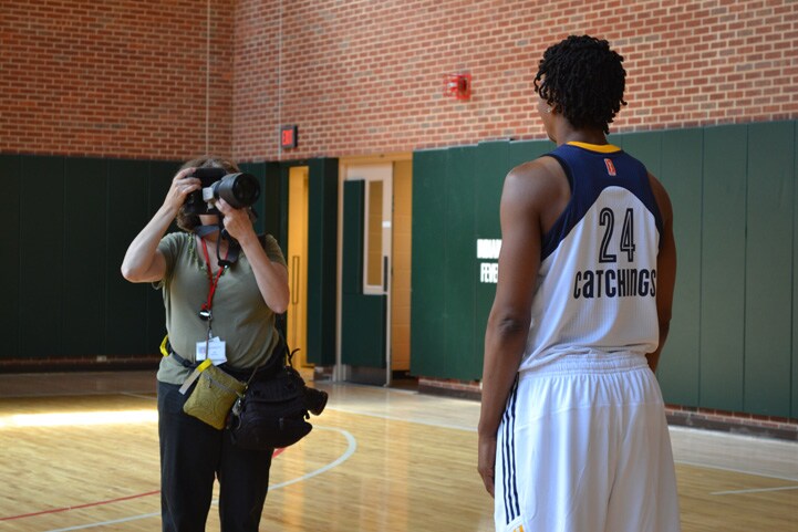 Tamika Catchings poses for a photo during Indiana Fever Media Day.