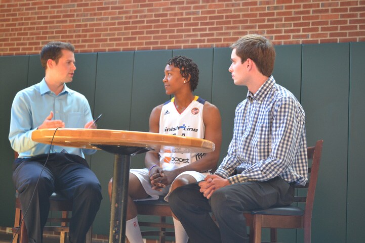 Tamika Catchings talks with feverbasketball.com during Indiana Fever Media Day.
