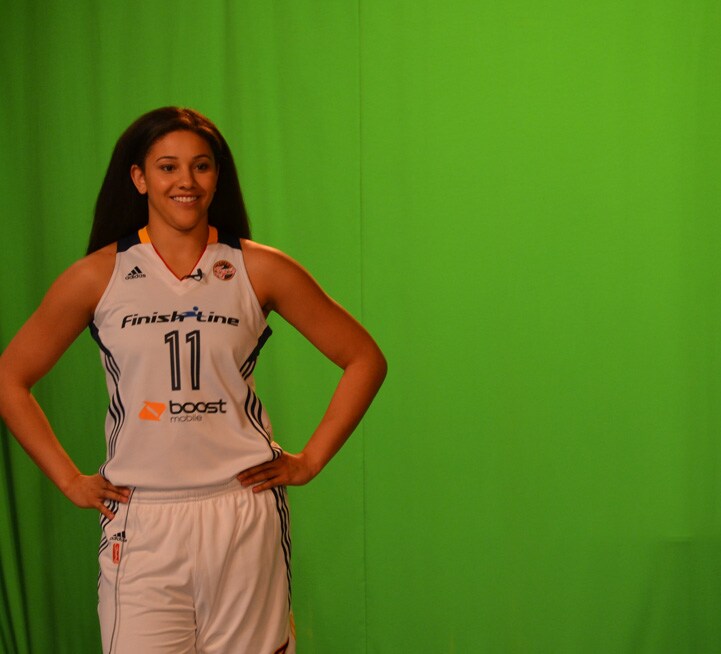 Natalie Achonwa poses for a photo during Indiana Fever Media Day.