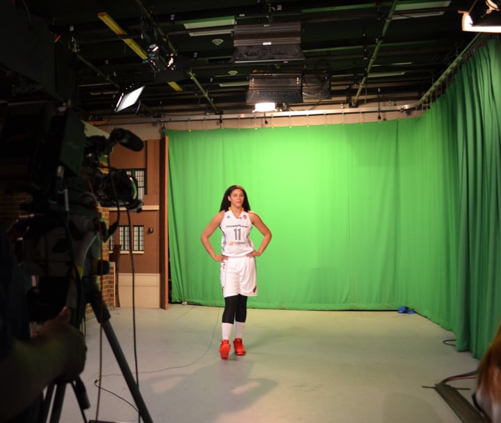 Natalie Achonwa poses for a photo during Indiana Fever Media Day.