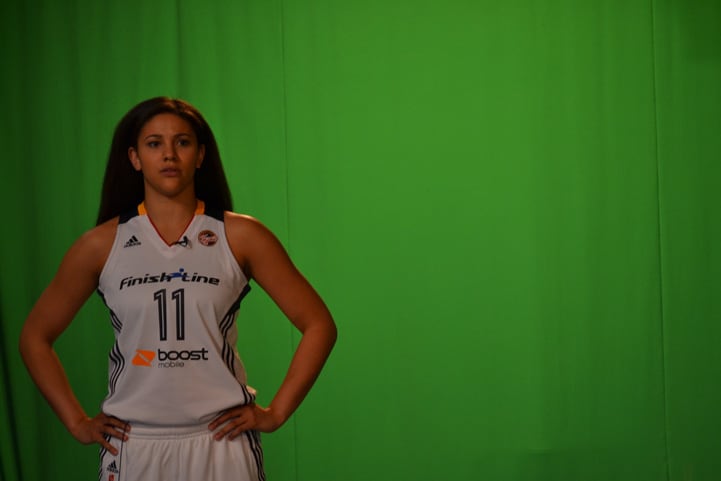 Natalie Achonwa poses for a photo during Indiana Fever Media Day.