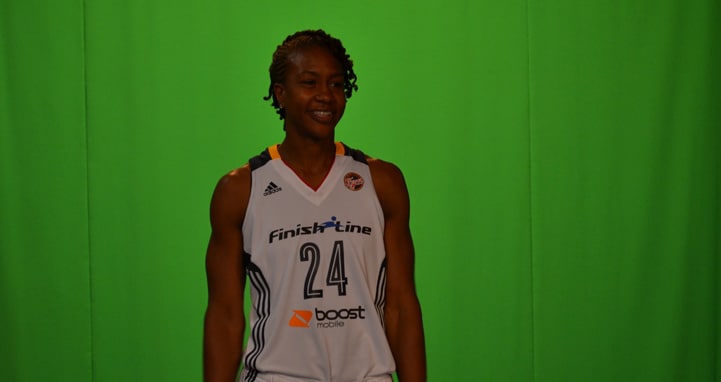 Tamika Catchings poses for a photo during Indiana Fever Media Day.