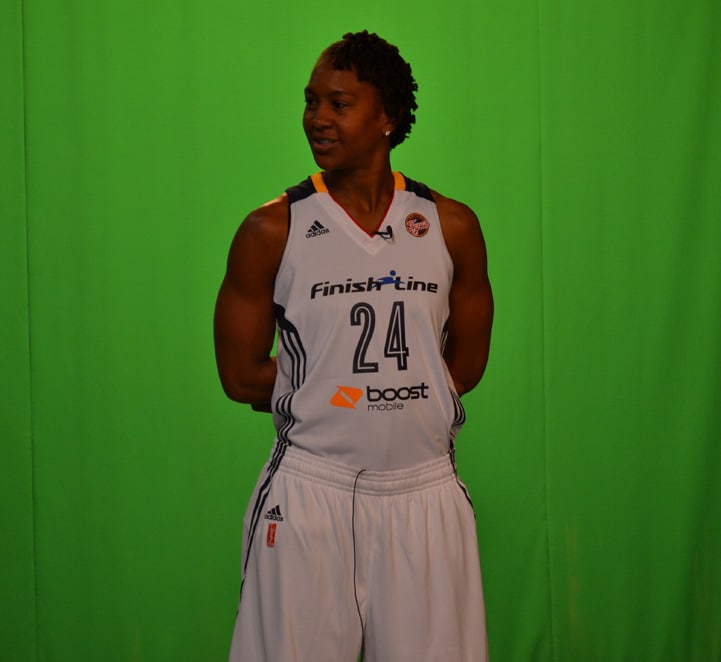 Tamika Catchings poses for a photo during Indiana Fever Media Day.