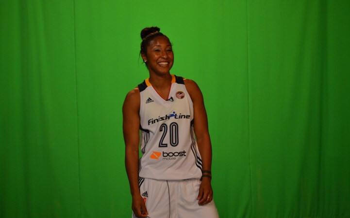 Briann January poses for a photo during Indiana Fever Media Day.