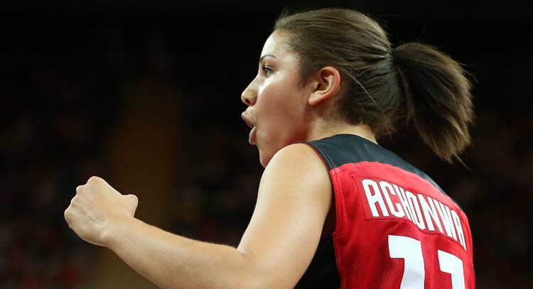Natalie Achonwa in Canada jersey