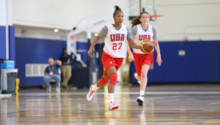Briann January with USA Basketball
