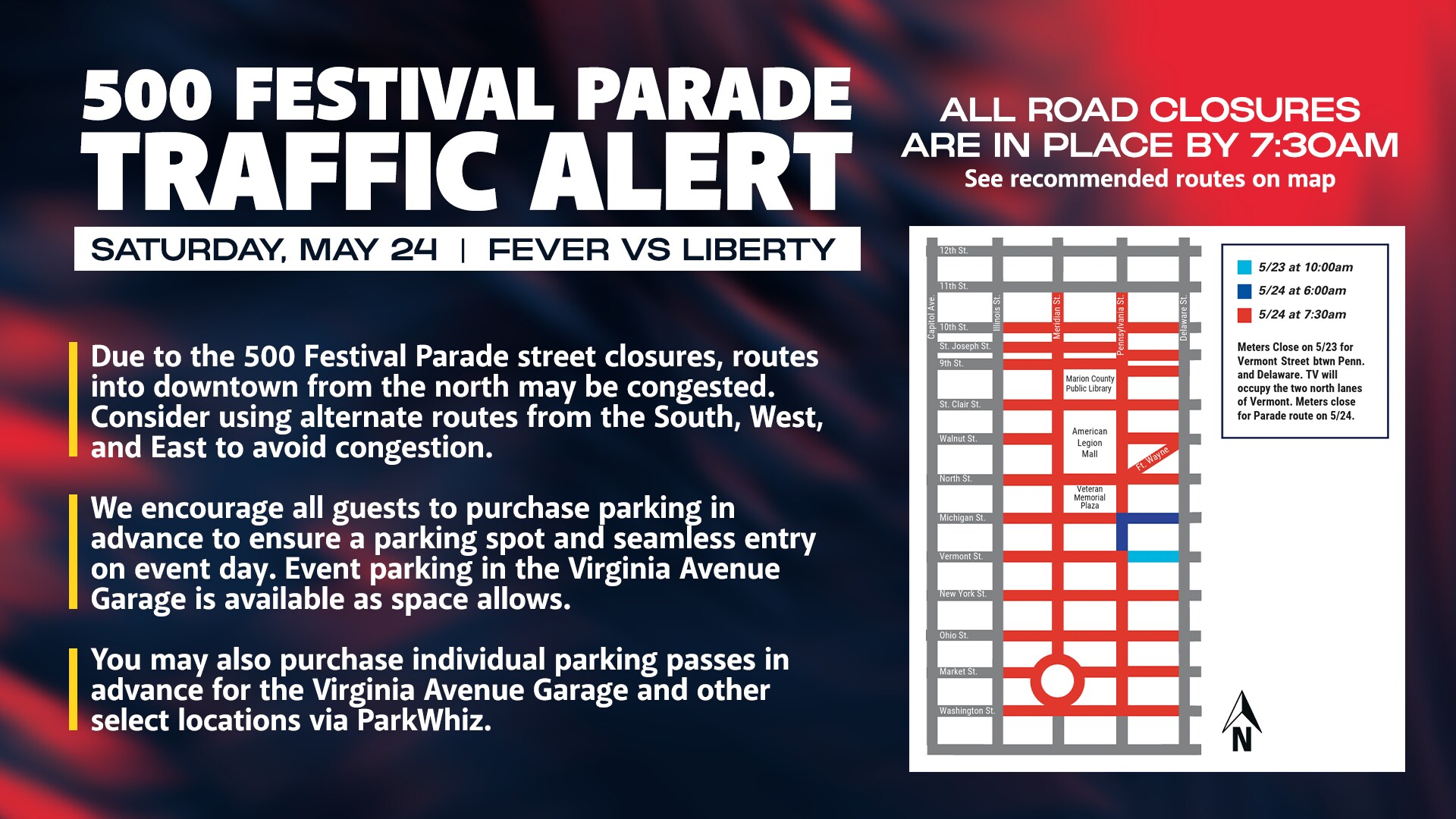 Traffic Alert for May 24 Fever Game vs Liberty