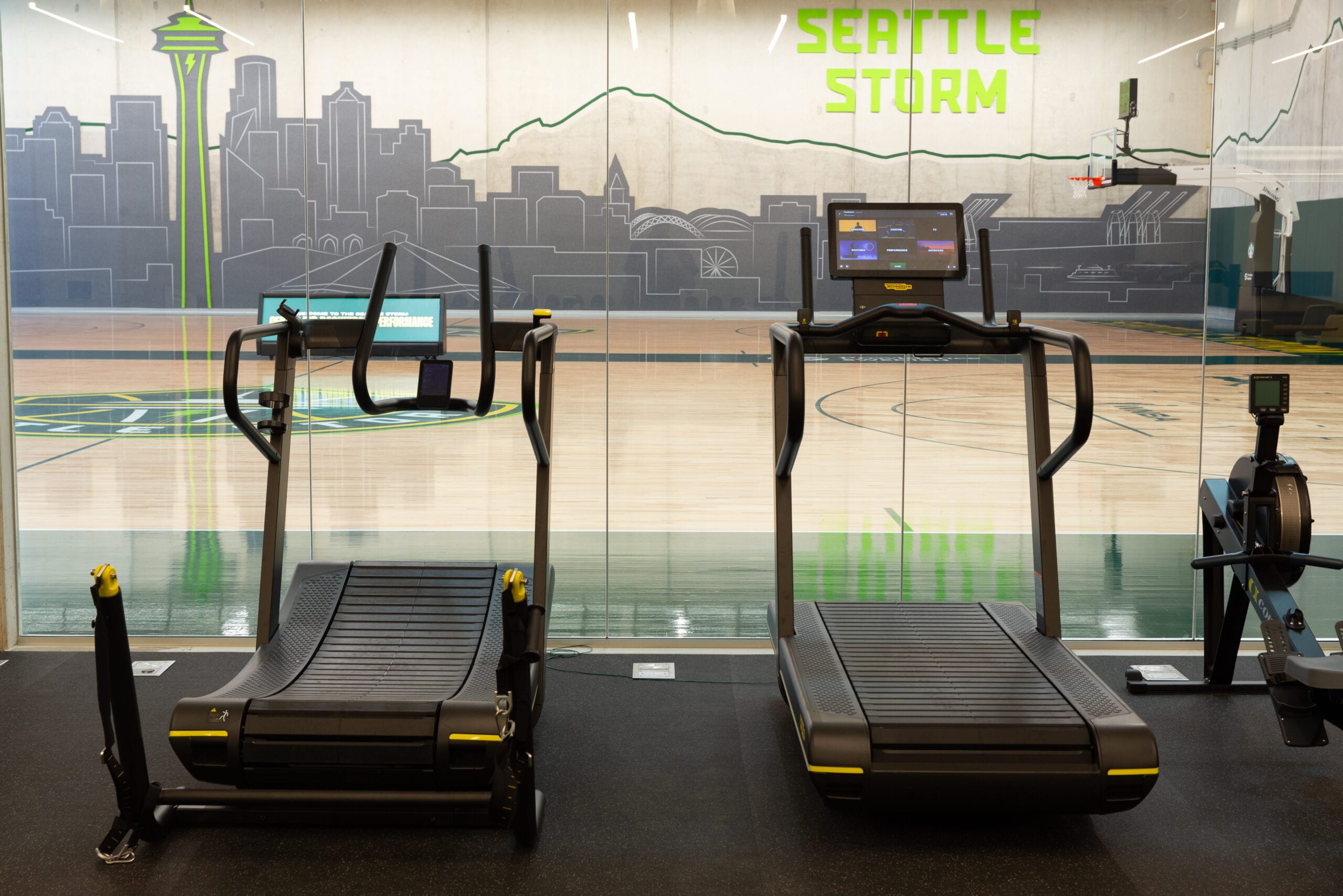 Weight Room Looking out to Practice Courts
