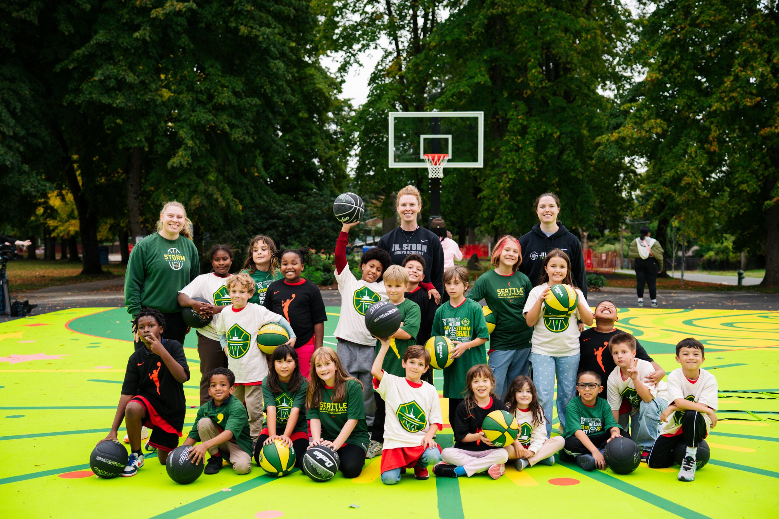 Jr. Storm coaches and clinic participants at Benefit Park