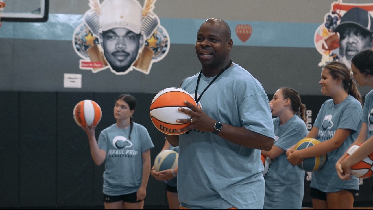 DePaul College Girls head coach running the show