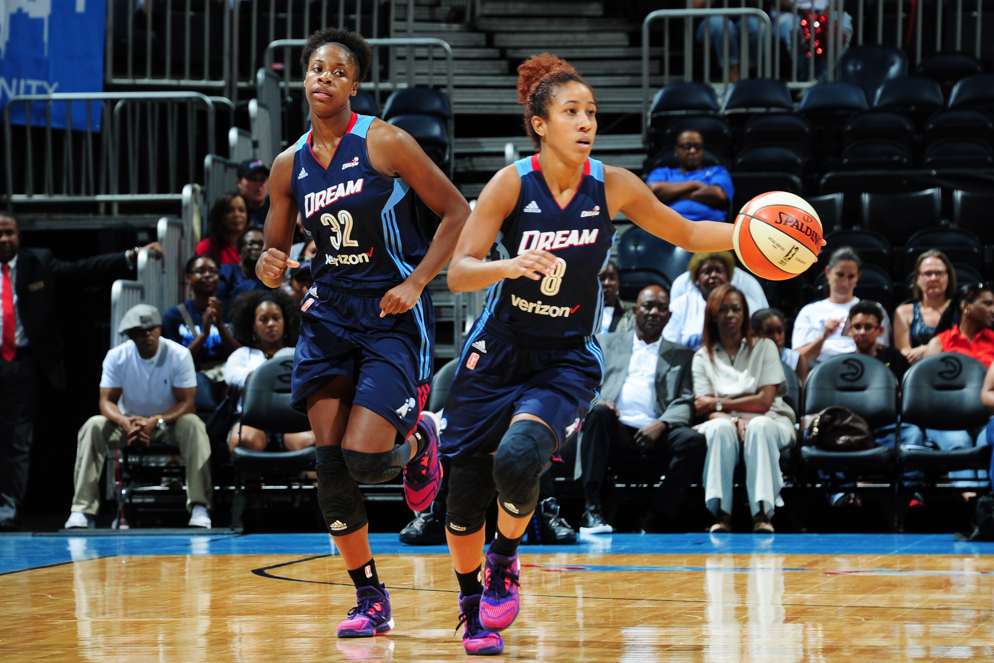 ATLANTA, GA - JUNE 12: Carla Cortijo #8 of the Atlanta Dream drives to the basket against the Connecticut Sun during the game on June 12, 2016 at Philips Arena in Atlanta, Georgia. NOTE TO USER: User expressly acknowledges and agrees that, by downloading and or using this Photograph, user is consenting to the terms and conditions of the Getty Images License Agreement. Mandatory Copyright Notice: Copyright 2016 NBAE (Photo by Scott Cunningham/NBAE via Getty Images)