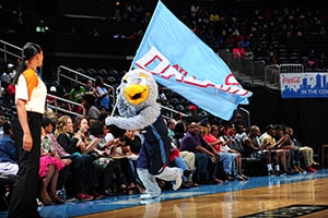 ATLANTA, GA - JUNE 17: The Atlanta Dream mascot before the game between the Chicago Sky and Atlanta Dream on June 17, 2016 at Philips Arena in Atlanta, Georgia. NOTE TO USER: User expressly acknowledges and agrees that, by downloading and/or using this Photograph, user is consenting to the terms and conditions of the Getty Images License Agreement. Mandatory Copyright Notice: Copyright 2016 NBAE (Photo by Scott Cunningham/NBAE via Getty Images)