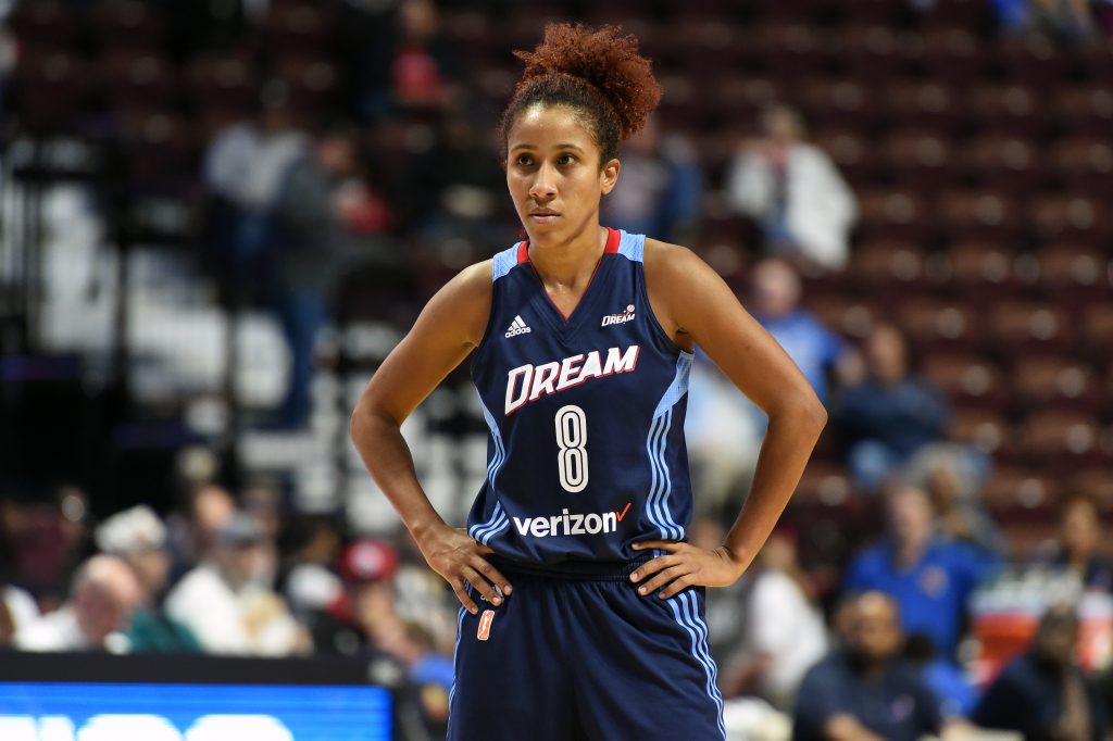 UNCASVILLE, CT - MAY 4: Carla Cortijo #8 of the Atlanta Dream during the game against the San Antonio Stars on May 4, 2016 at the Mohegan Sun in Uncasville, Connecticut. NOTE TO USER: User expressly acknowledges and agrees that, by downloading and or using this photograph, User is consenting to the terms and conditions of the Getty Images License Agreement. Mandatory Copyright Notice: Copyright 2016 NBAE (Photo by Brian Babineau/NBAE via Getty Images)