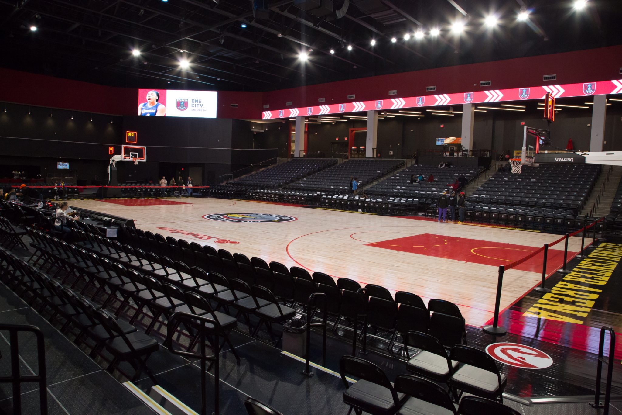 Gateway Center Arena's Atlanta Dream basketball court and compact seating bowl