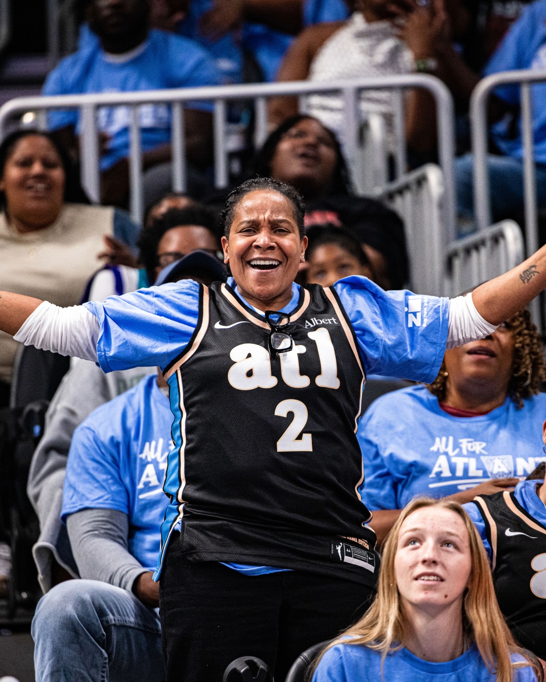 An Atlanta Dream fan at State Farm Arena