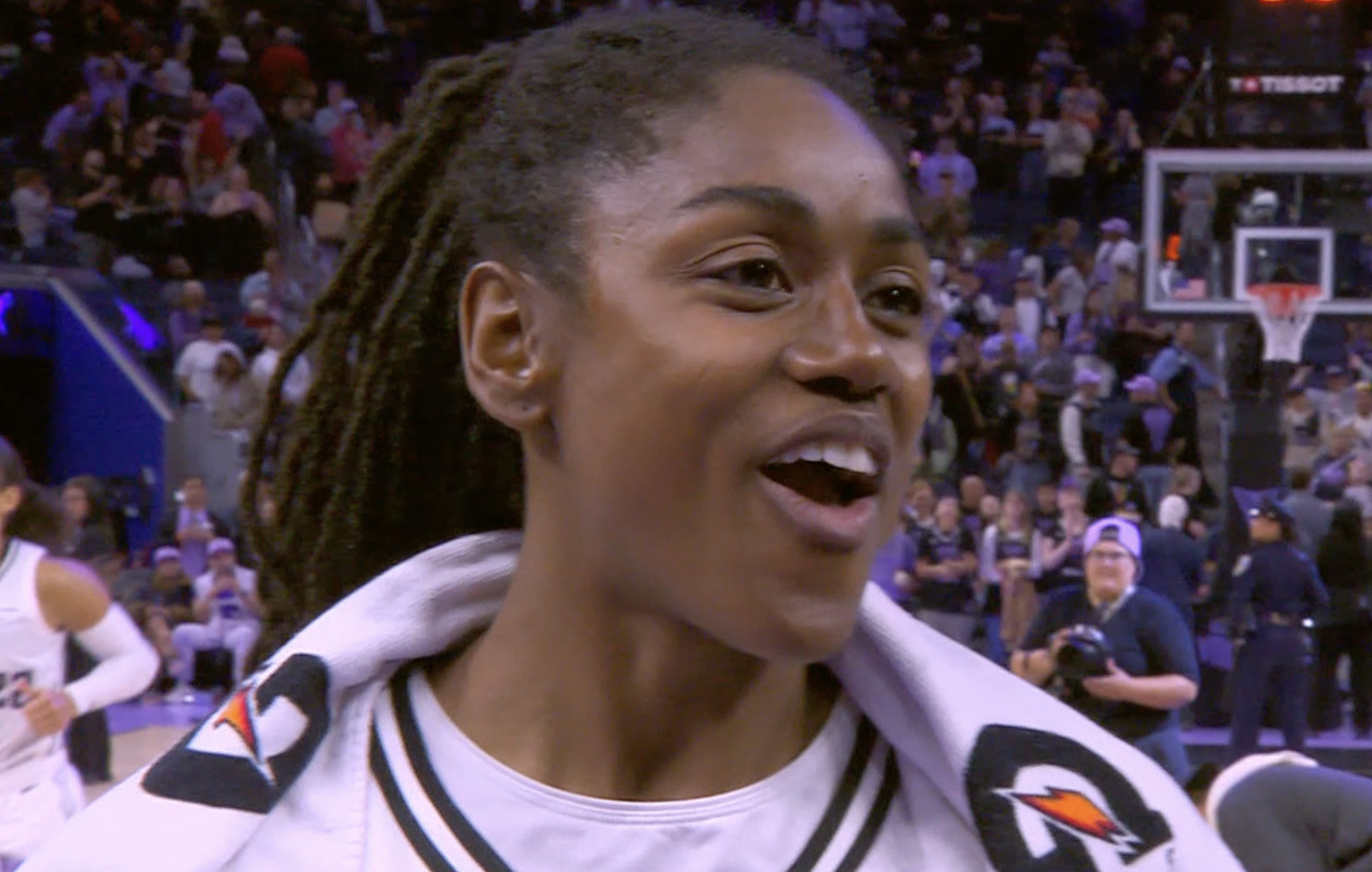Tiffany Hayes Postgame on Violet Debut Vibes at Chase Center (KPIX+) | 8/11/25