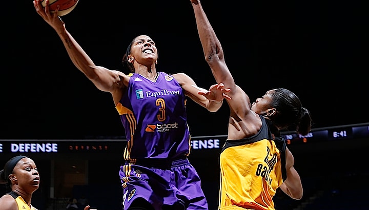 Candace Parker's 24 points and 11 rebounds were not enough to extend the Sparks' winning streak. Los Angeles fell 76-66 to Tulsa on the road. (Shane Bevel/NBAE/Getty Images)