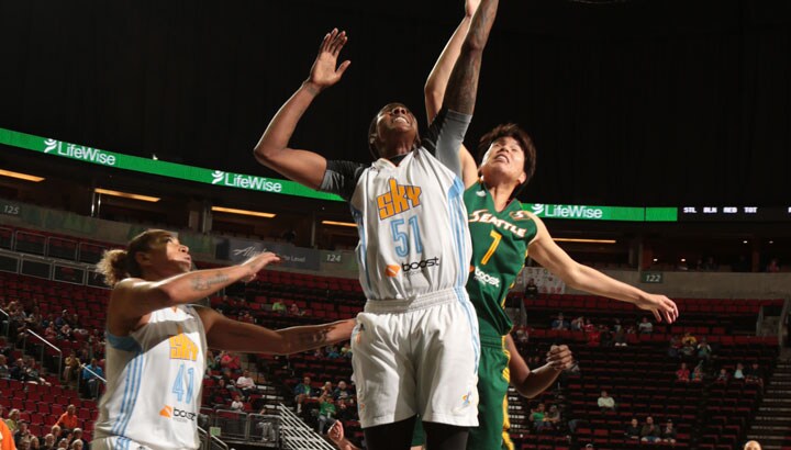 Jessica Breland was one of five in double figures (15 points, 11 rebounds) in a win over the Storm.