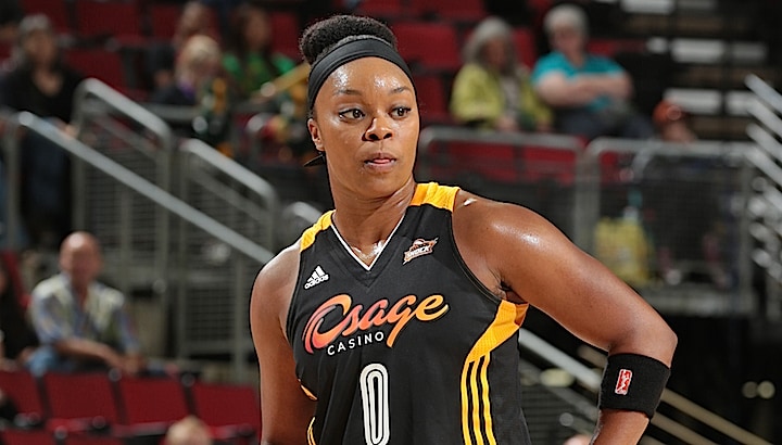 SEATTLE, WA - SEPTEMBER 3: Odyssey Sims #0 of the Tulsa Shock stands on the court during the game against the Seattle Storm on September 3, 2015 at Key Arena in Seattle, Washington. NOTE TO USER: User expressly acknowledges and agrees that, by downloading and/or using this Photograph, user is consenting to the terms and conditions of Getty Images License Agreement. Mandatory Copyright Notice: Copyright 2015 NBAE (Photo by Joshua Huston/NBAE via Getty Images)