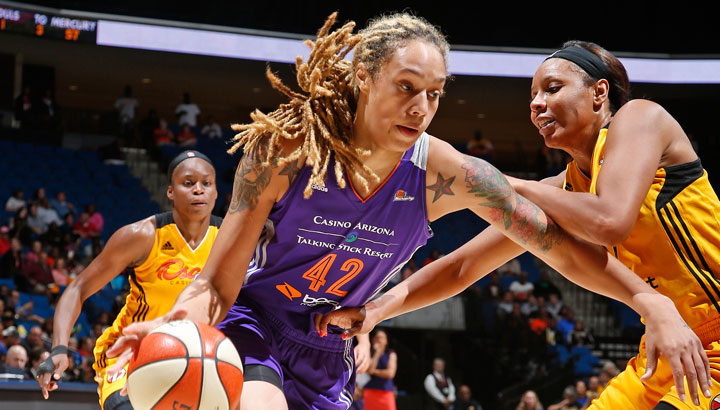 Britney Griner finished with 23 points and 12 rebounds in a 91-67 Game 2 win over Tulsa. (Shane Bevel/NBAE/Getty Images)