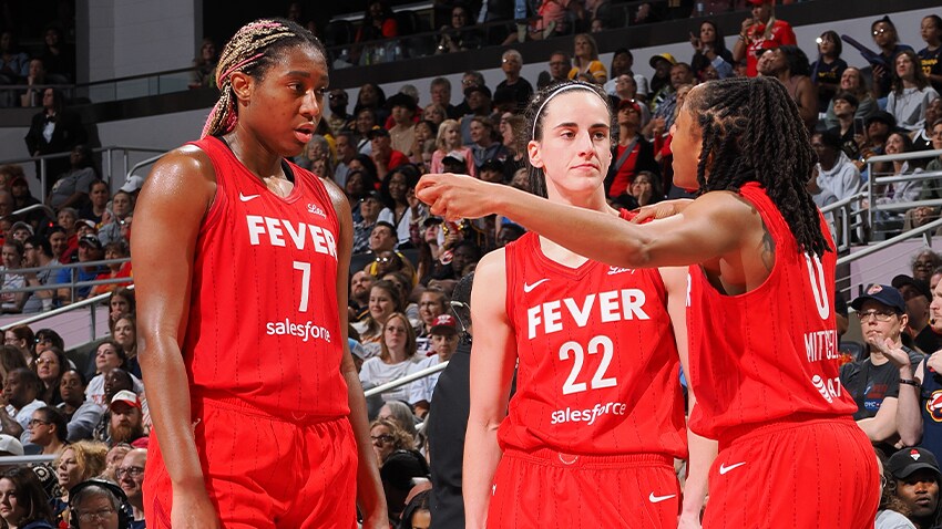 Aliyah Boston, Caitlin Clark and Kelsey Mitchell