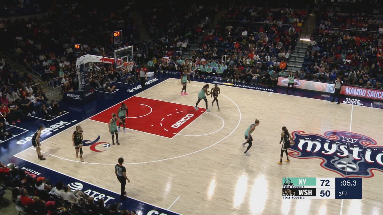 Karlie Samuelson scores and draws the foul