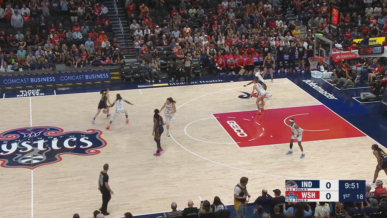 Li Meng of the Washington Mystics handles the ball during the game Li Meng of the Washington Mystics handles the ball during the game