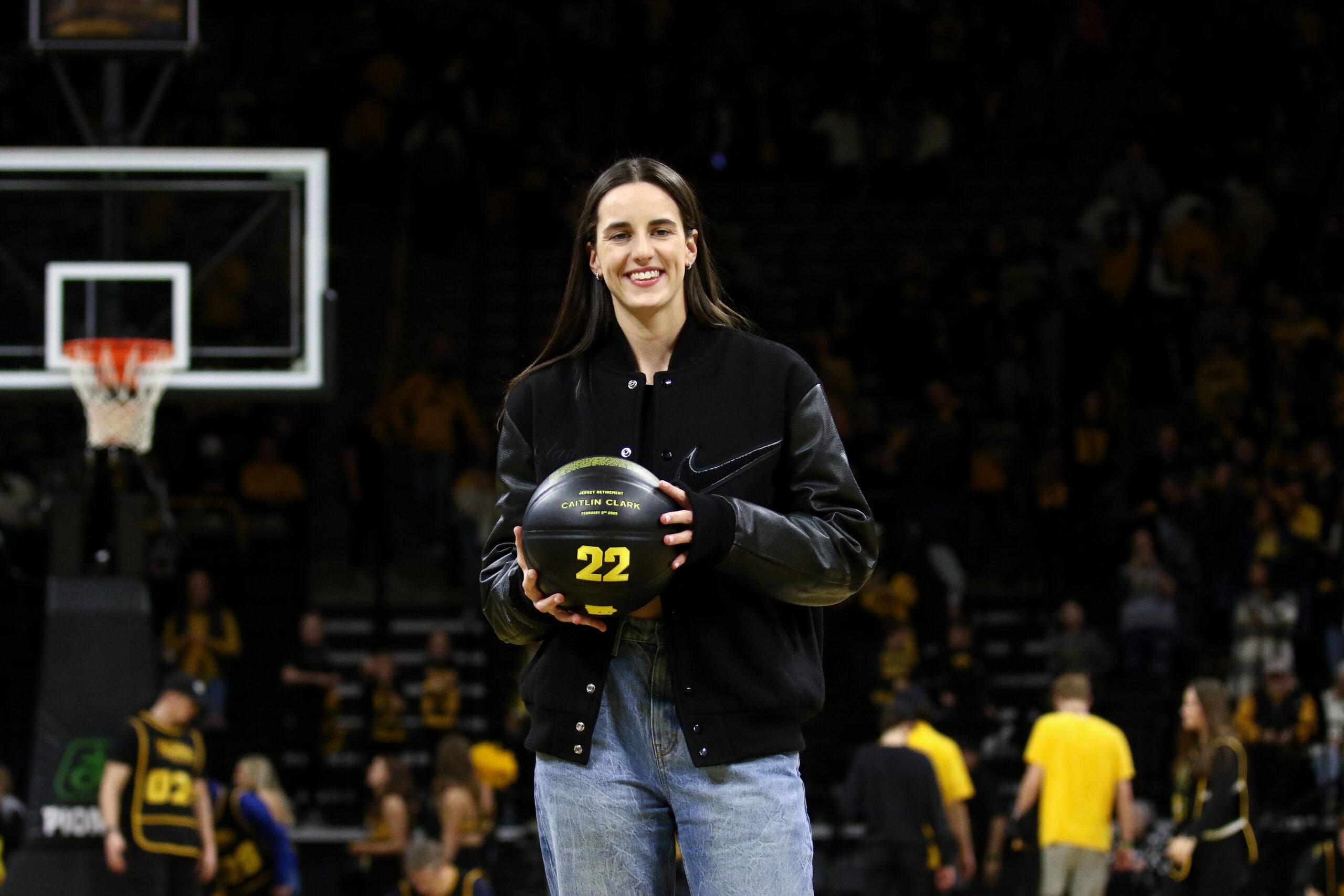 Caitlin Clark with her special #22 basketball