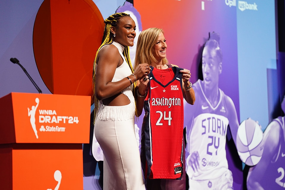 The number 6 overall pick in the 2024 Draft, Aaliyah Edwards, representing UConn 