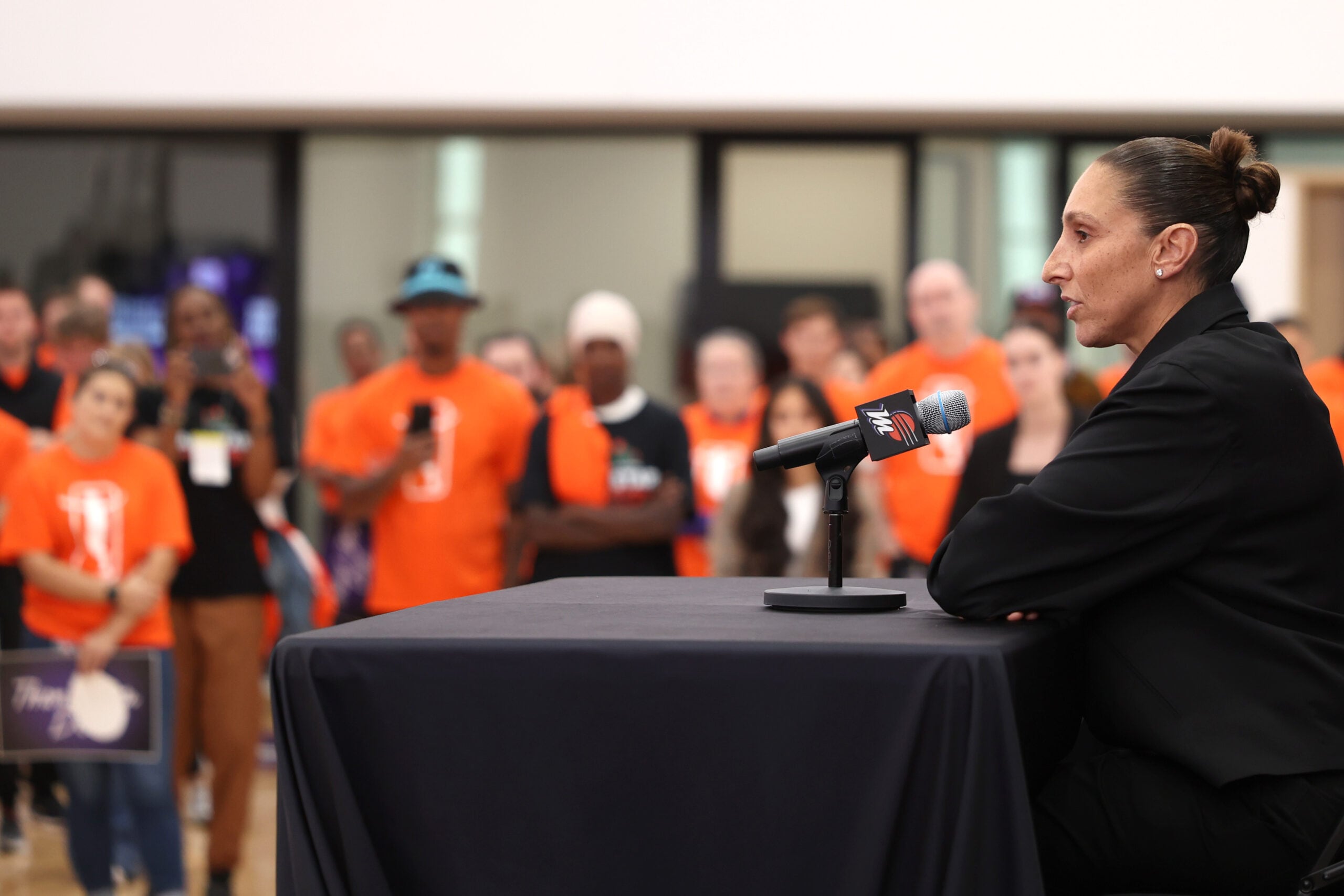 Diana Taurasi speaks during her retirement press conference