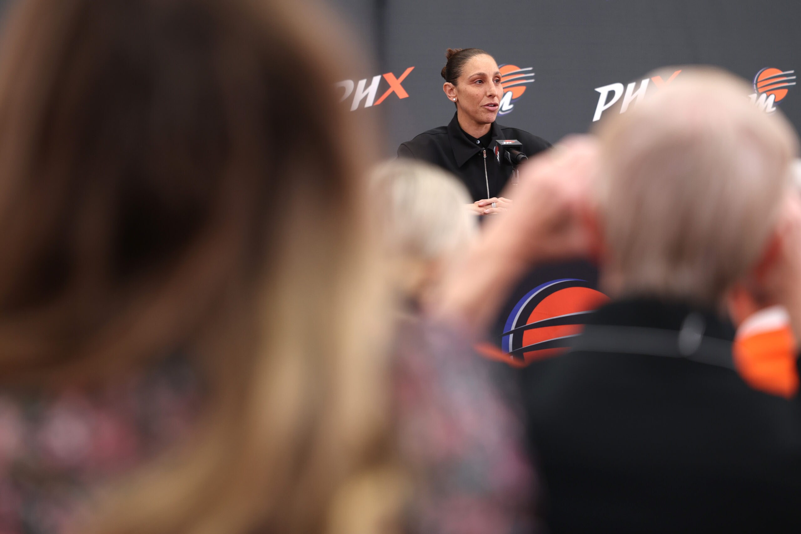 Diana Taurasi speaks to fans and media during her retirement press conference