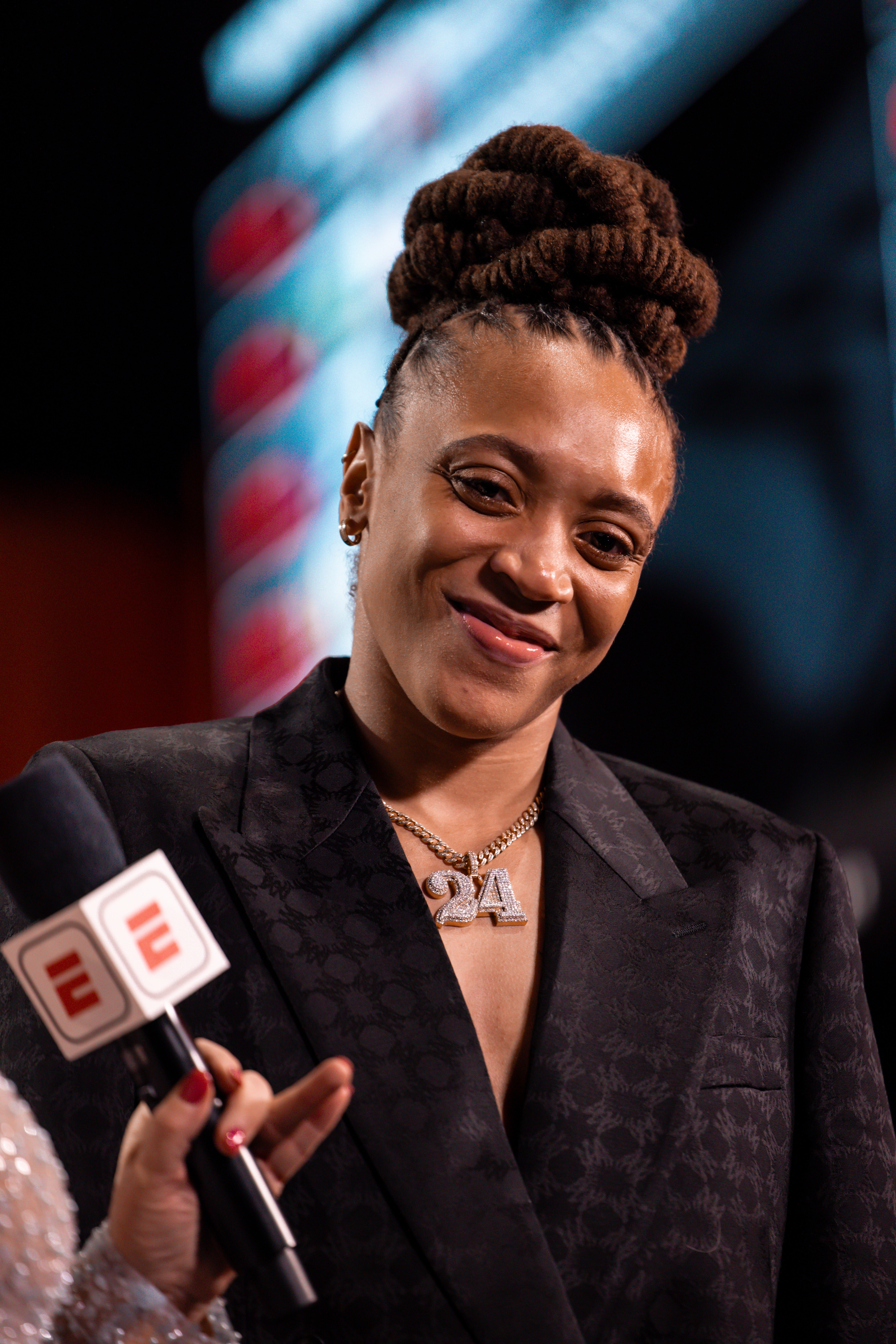 Madison Scott smiling during an interview at the 2025 WNBA Draft