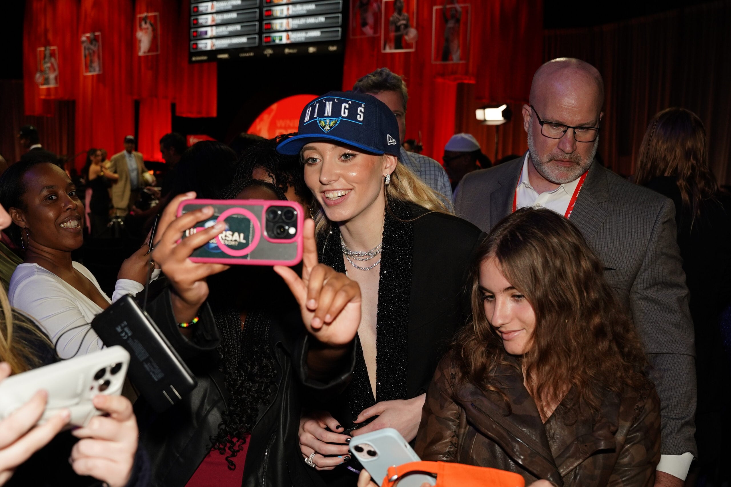 Paige Bueckers poses for photos during the 2025 WNBA Draft on April 14, 2025 at The Shed in New York, New York
