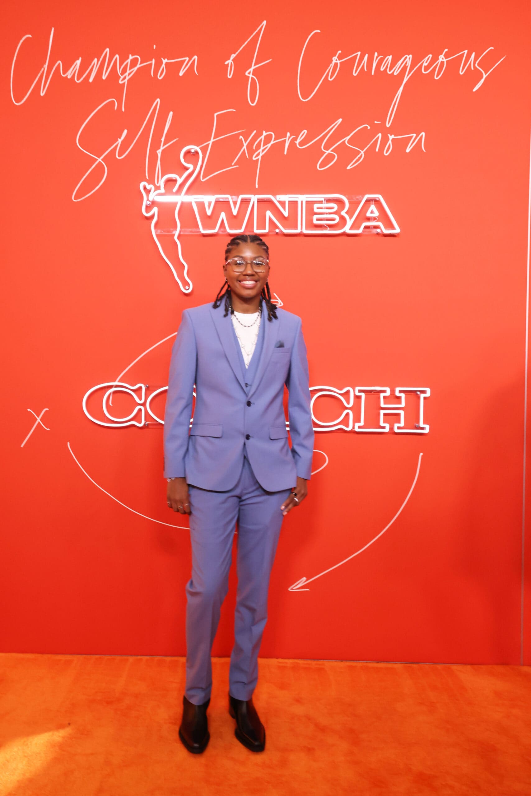 Shyanne Sellers walks the orange carpet ahead of the 2025 WNBA Draft.