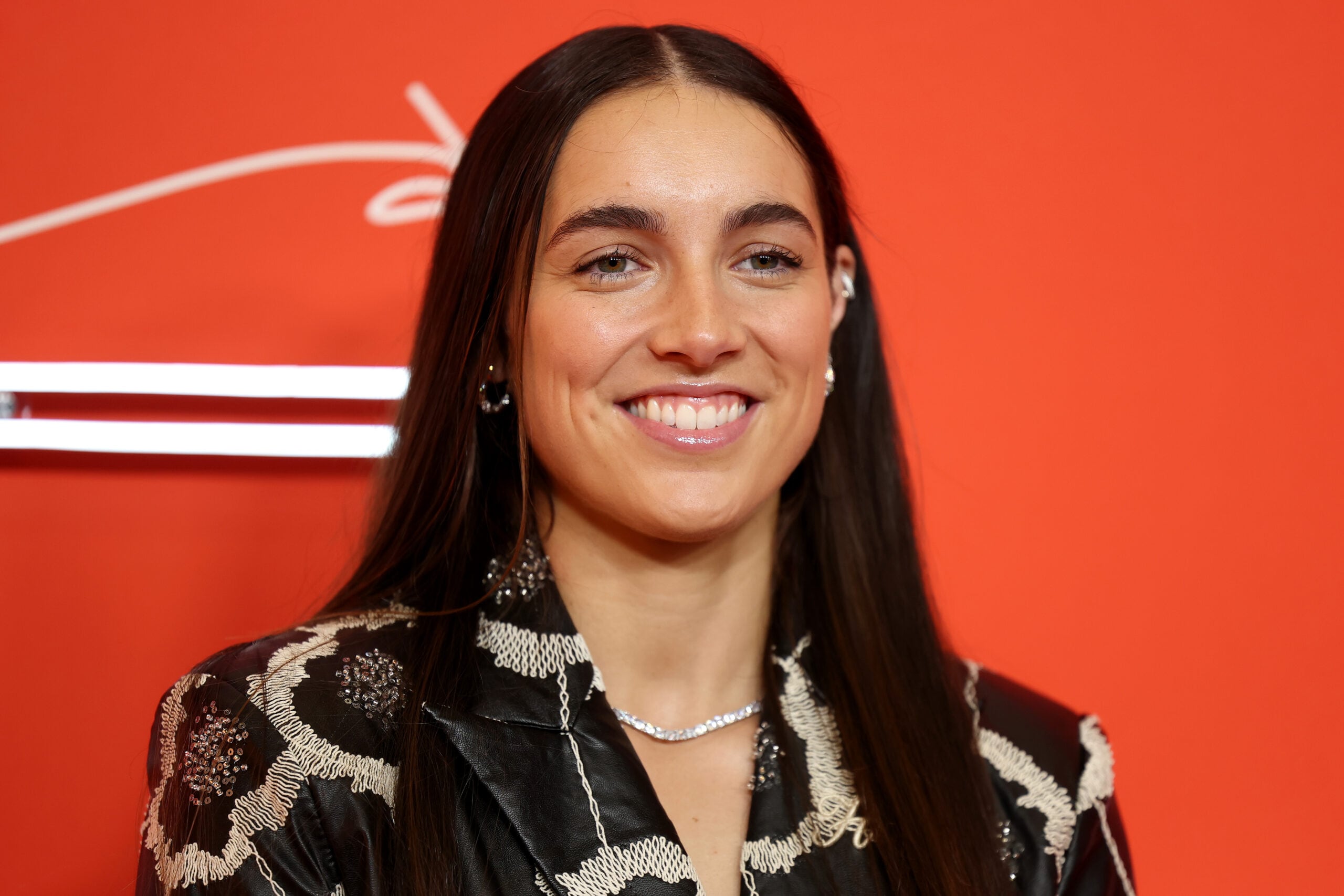 Georgia Amoore arrives prior to the 2025 WNBA Draft at The Shed on April 14, 2025 in New York City.