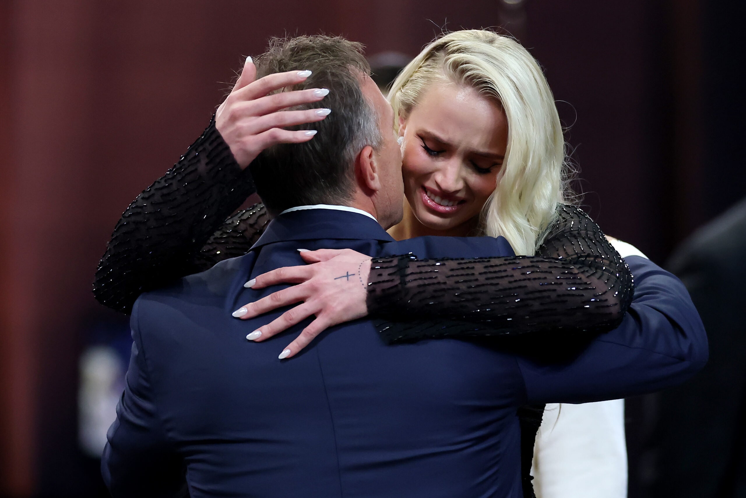 Hailey Van Lith reacts to being selected with the 11th overall pick by the Chicago Sky during the 2025 WNBA Draft at The Shed on April 14, 2025, in New York City.