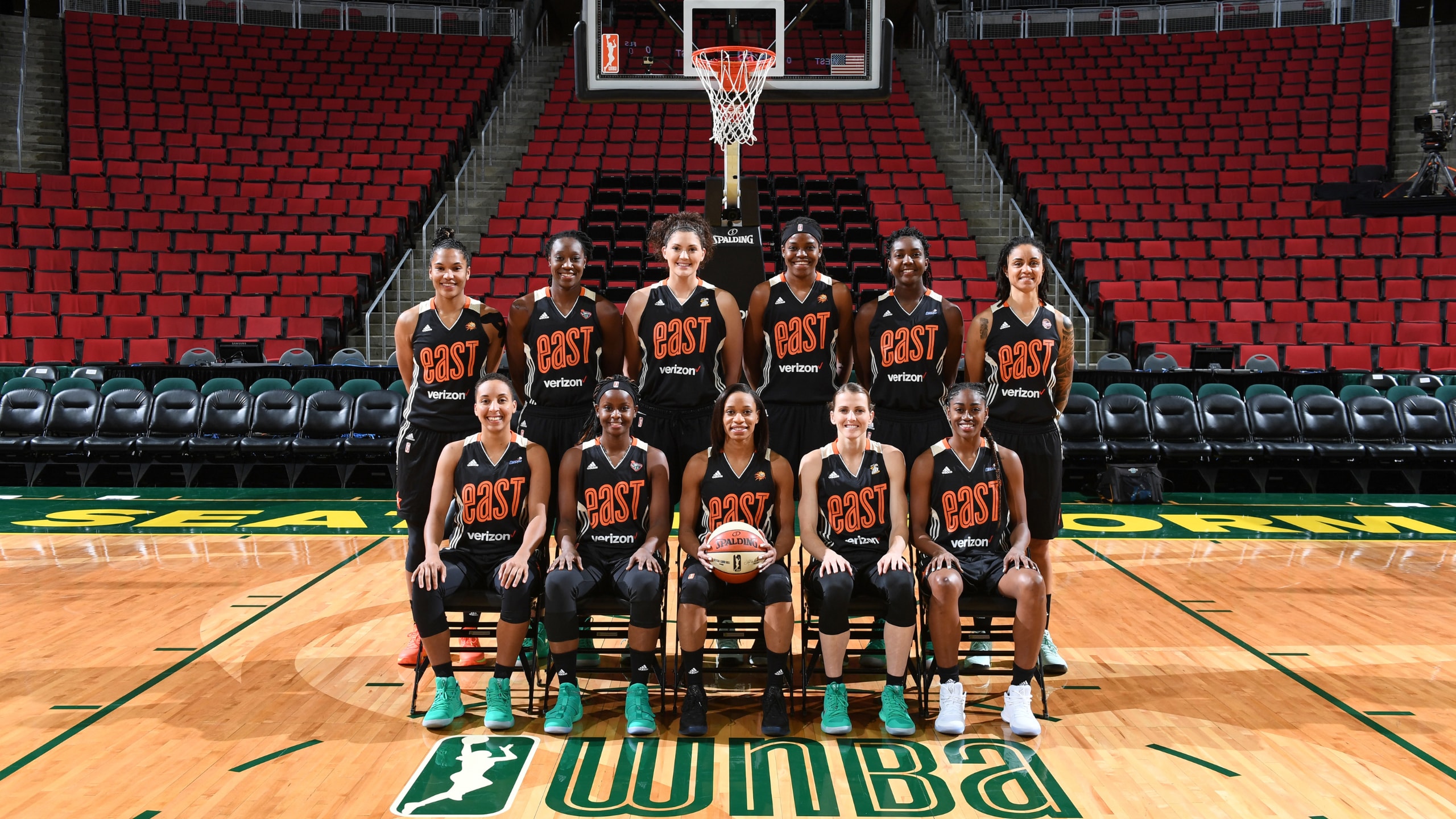 The Eastern Conference All-Stars pose for a photo before the Verizon WNBA All-Star Game 2017.