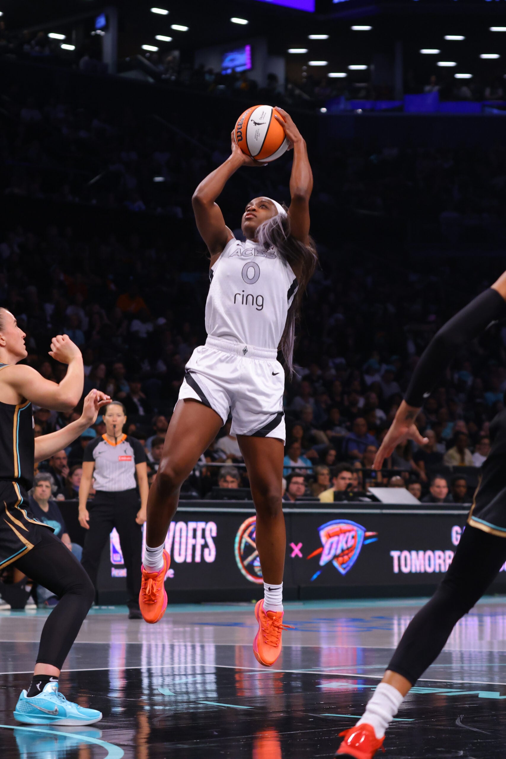 Jackie Young #0 of the Las Vegas Aces