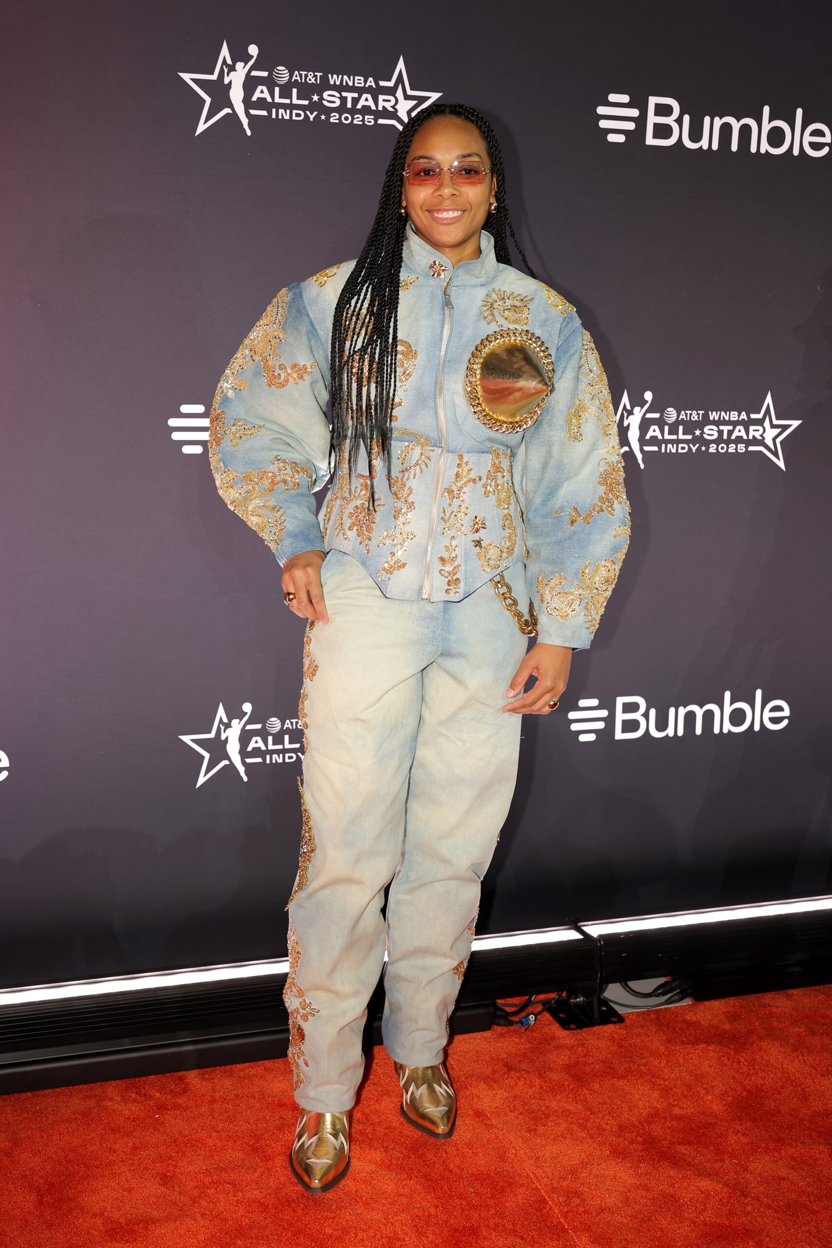 Allisha Gray #15 of the Atlanta Dream poses for a photo on the Orange Carpet as part of AT&T WNBA All-Star 2025 on July 17, 2025 at Indiana Convention Center in Indianapolis, Indiana.