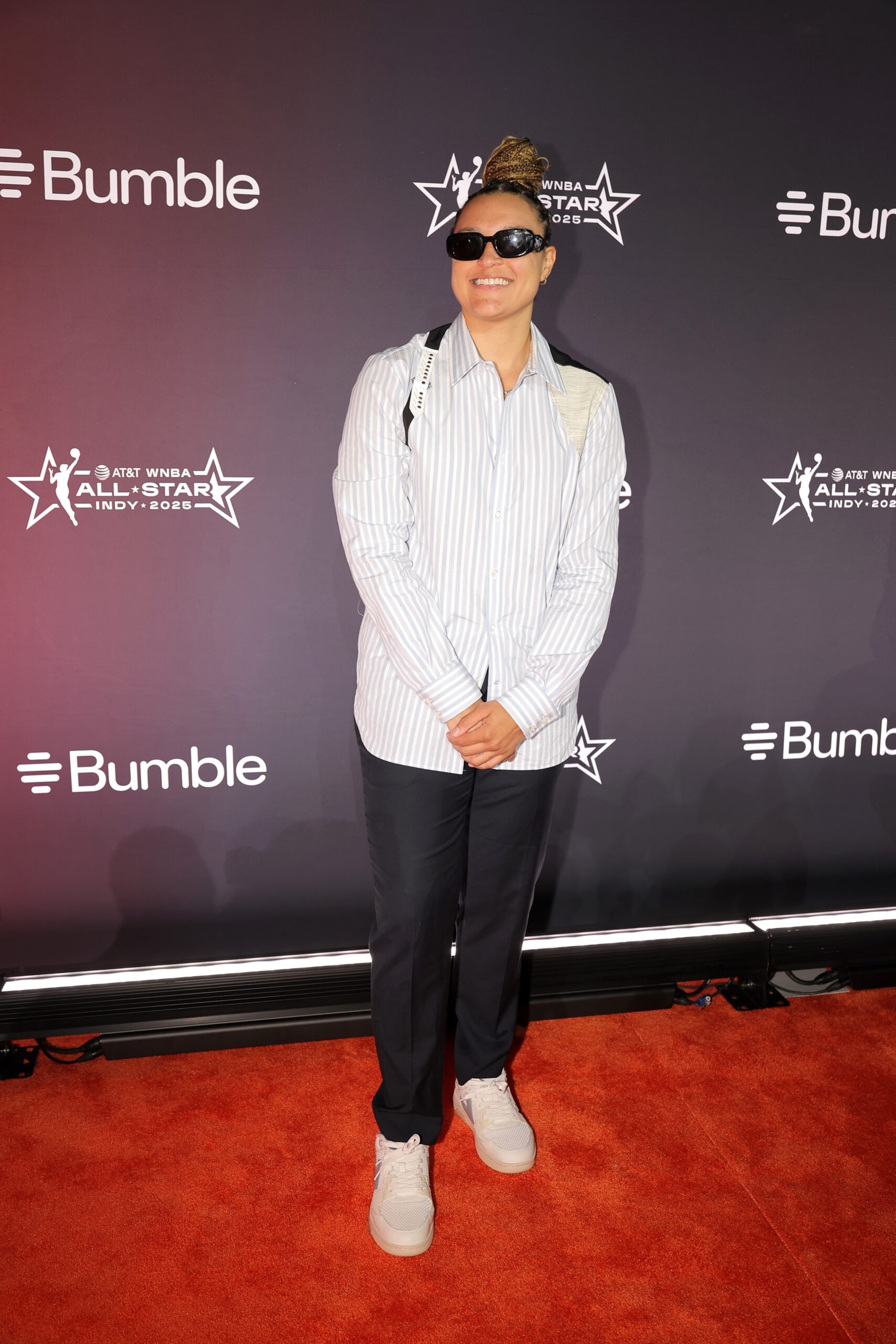 Kayla McBride #21 of the Minnesota Lynx poses for a photo on the Orange Carpet as part of AT&T WNBA All-Star 2025 on July 17, 2025 at Indiana Convention Center in Indianapolis, Indiana.