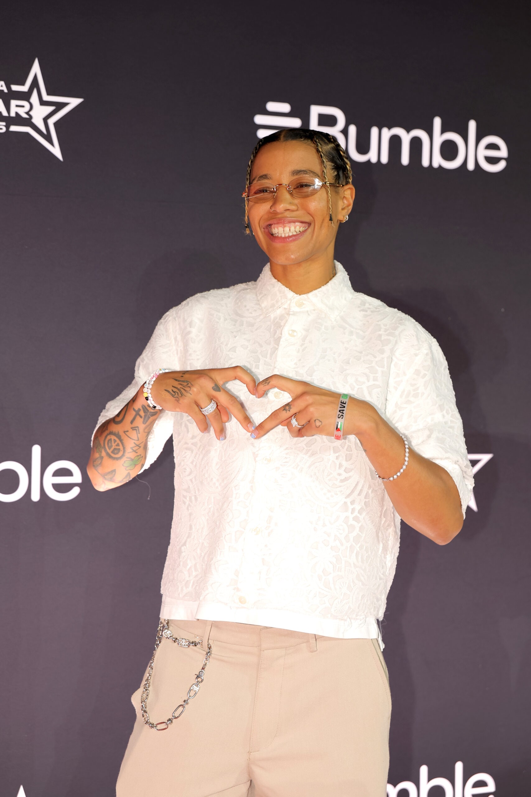 Natasha Cloud #9 of the New York Liberty poses for a photo on the Orange Carpet as part of AT&T WNBA All-Star 2025 on July 17, 2025 at Indiana Convention Center in Indianapolis, Indiana.