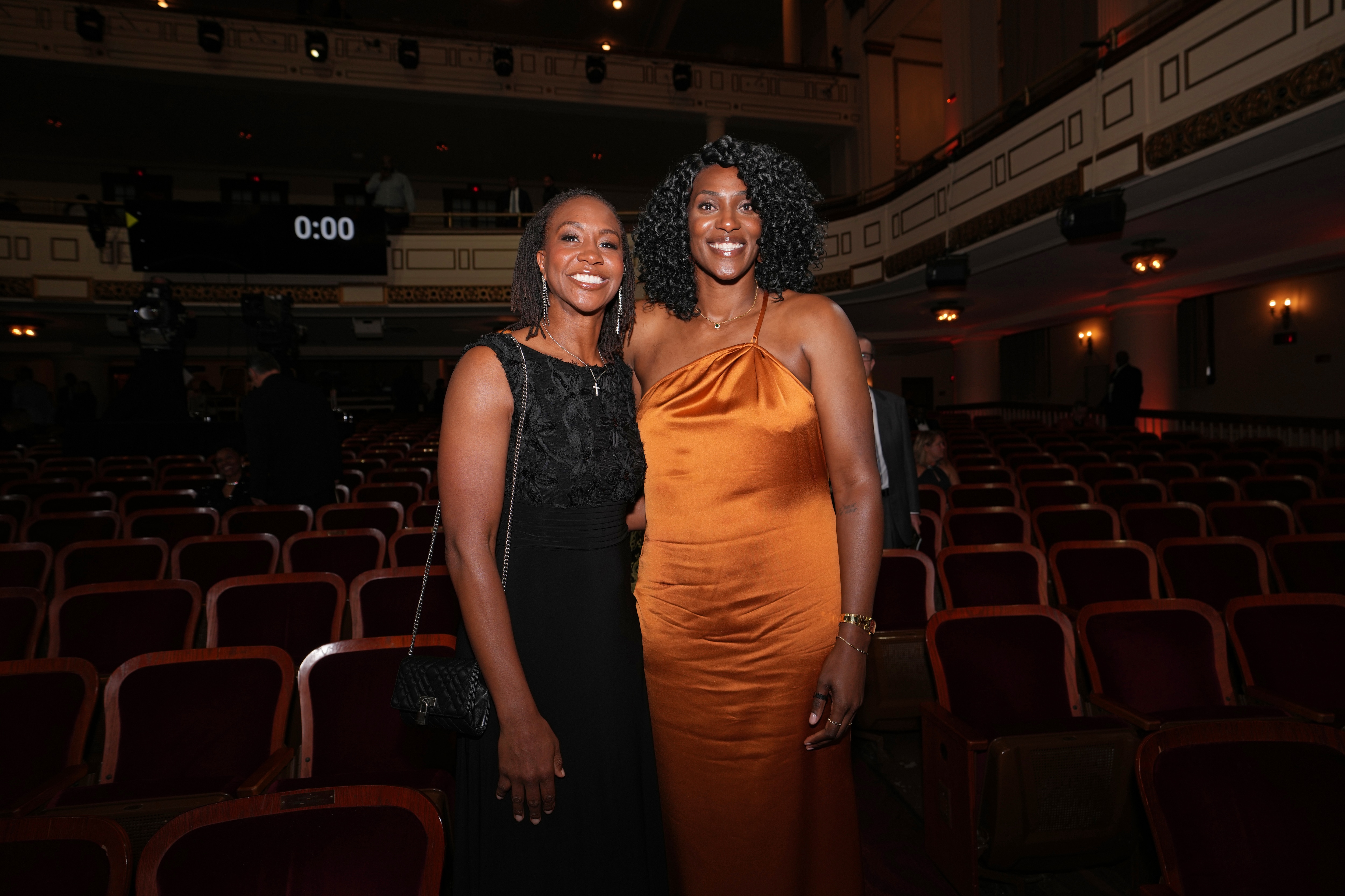 Tamika Catchings and Sylvia Fowles pose for a photo during the 2025 Basketball Hall of Fame Enshrinement Ceremony on September 6, 2025 at the Naismith Basketball Hall of Fame in Springfield, Massachusetts.