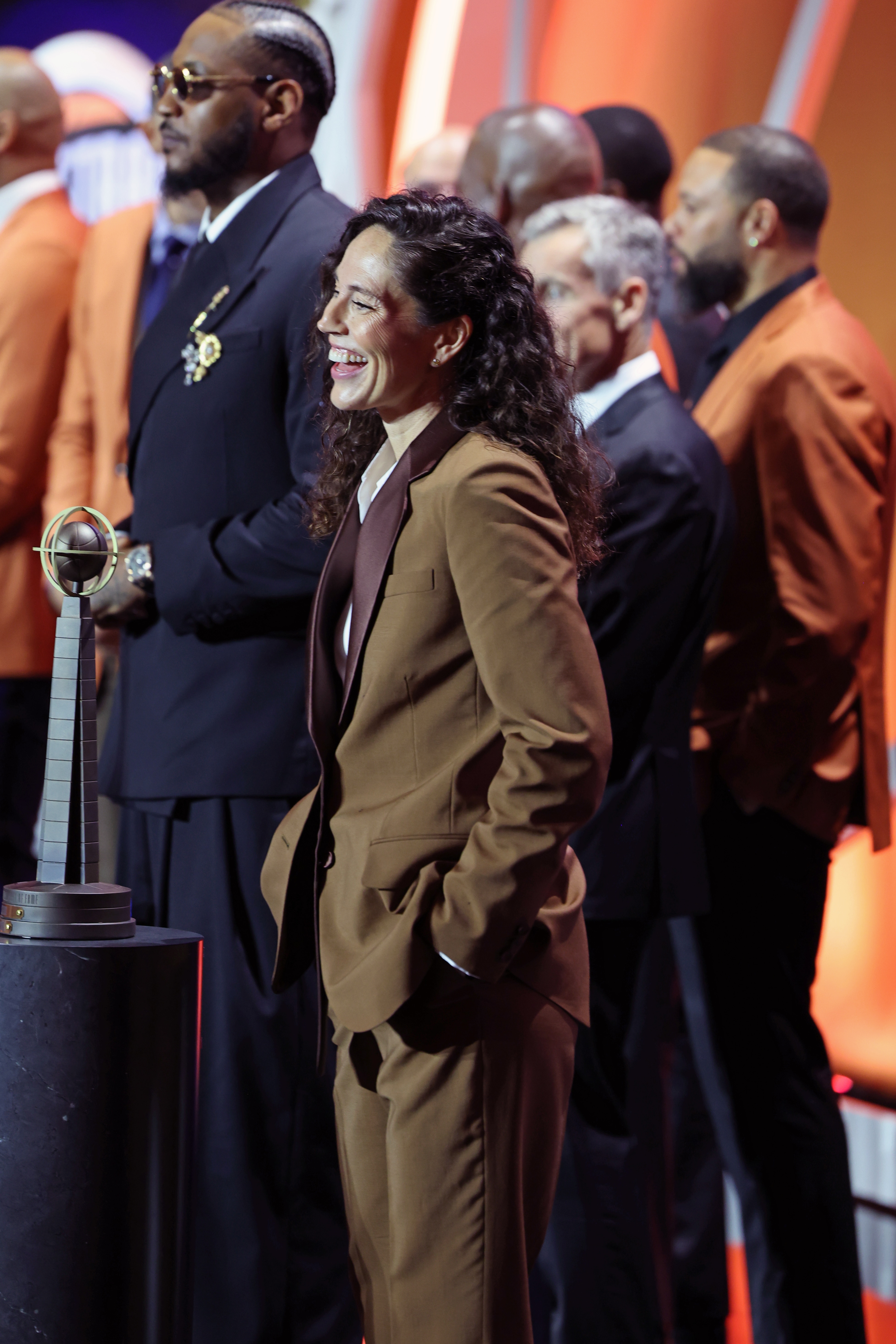 Sue Bird smiles during the 2025 Basketball Hall of Fame Enshrinement Ceremony on September 6, 2025 at the Naismith Basketball Hall of Fame in Springfield, Massachusetts.