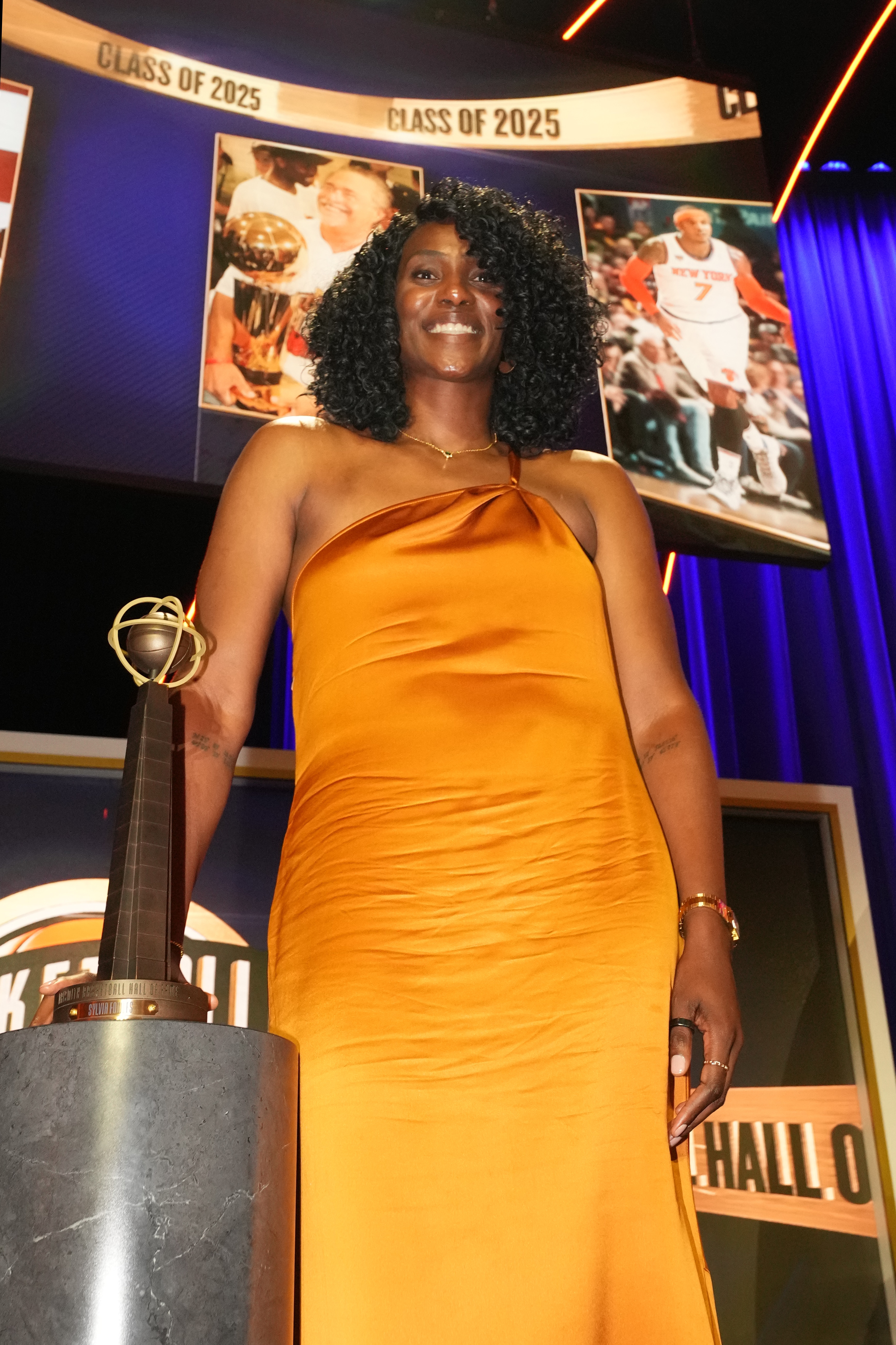 Sylvia Fowles poses for a photo during the 2025 Basketball Hall of Fame Enshrinement Ceremony on September 6, 2025 at Symphony Hall in Springfield, Massachusetts.