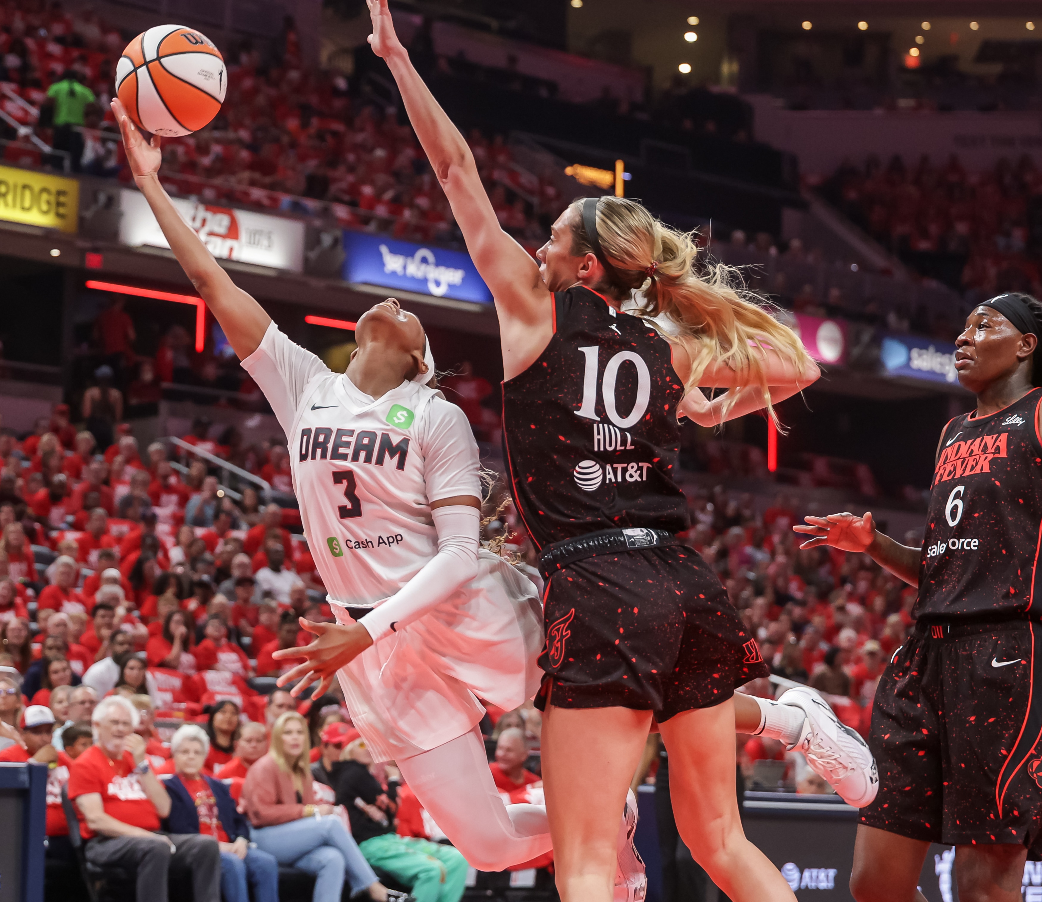 Jordin Canada #3 of the Atlanta Dream attempts a shot vs. the Indiana Fever.