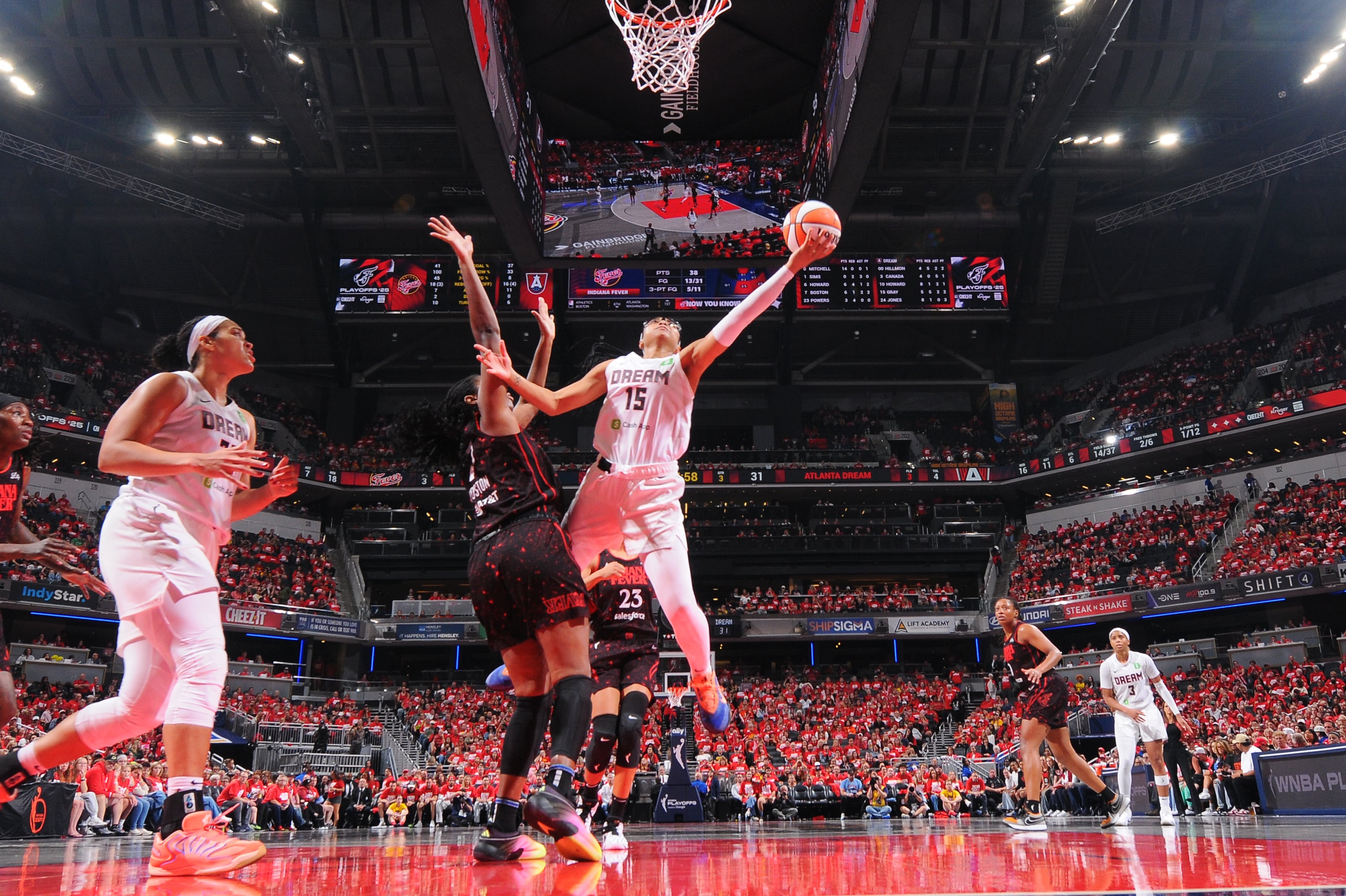 Allisha Gray #15 of the Atlanta Dream attempts a shot vs. the Indiana Fever.